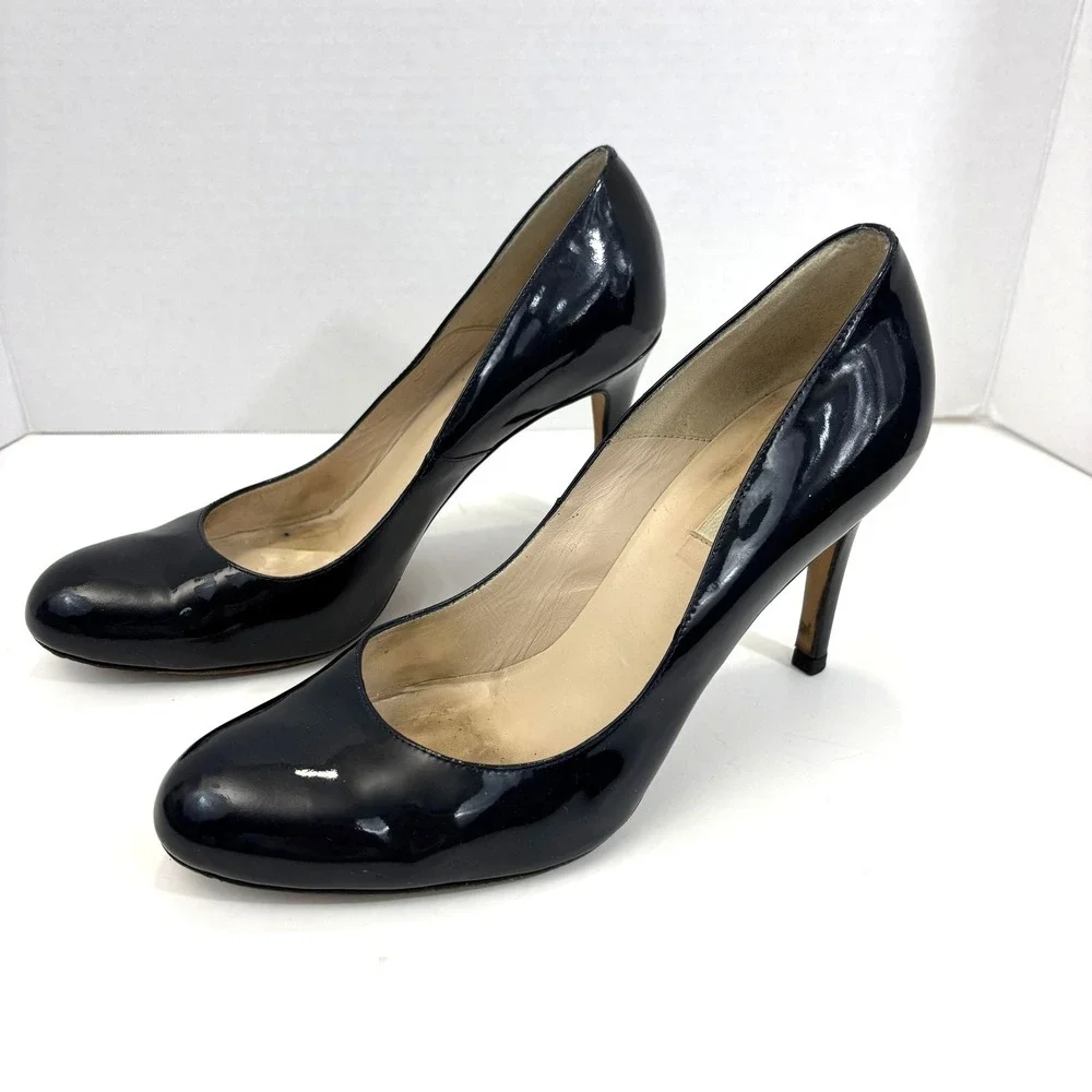L.K. Bennett‎ Patent Leather Stiletto Pump Shoes Womens 40.5 / 9.5 Blue Spain